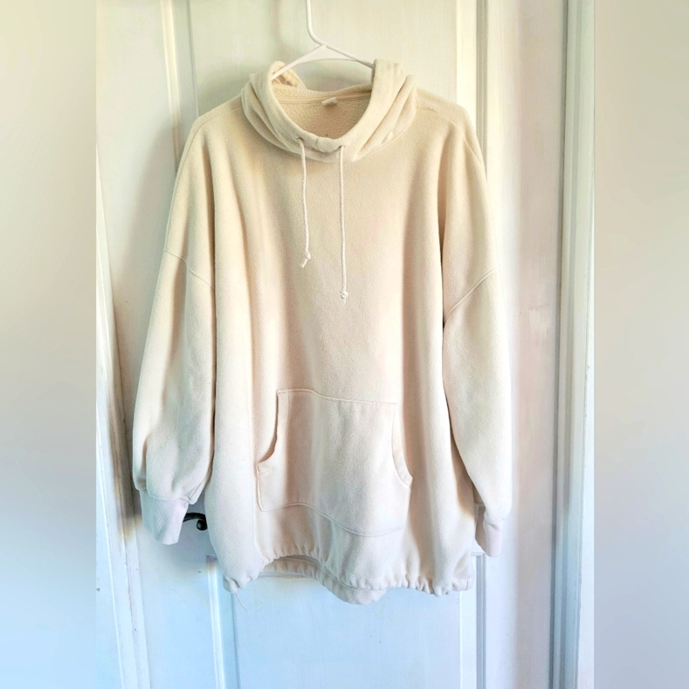Old Navy | Oversized Cozy Cream Hoodie with Drawstring Waistband | Size Large